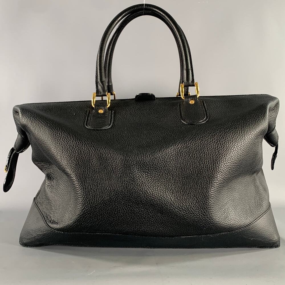 BARNEYS NEW YORK Size One Size Black Gold Crackled Leather Duffle Bags